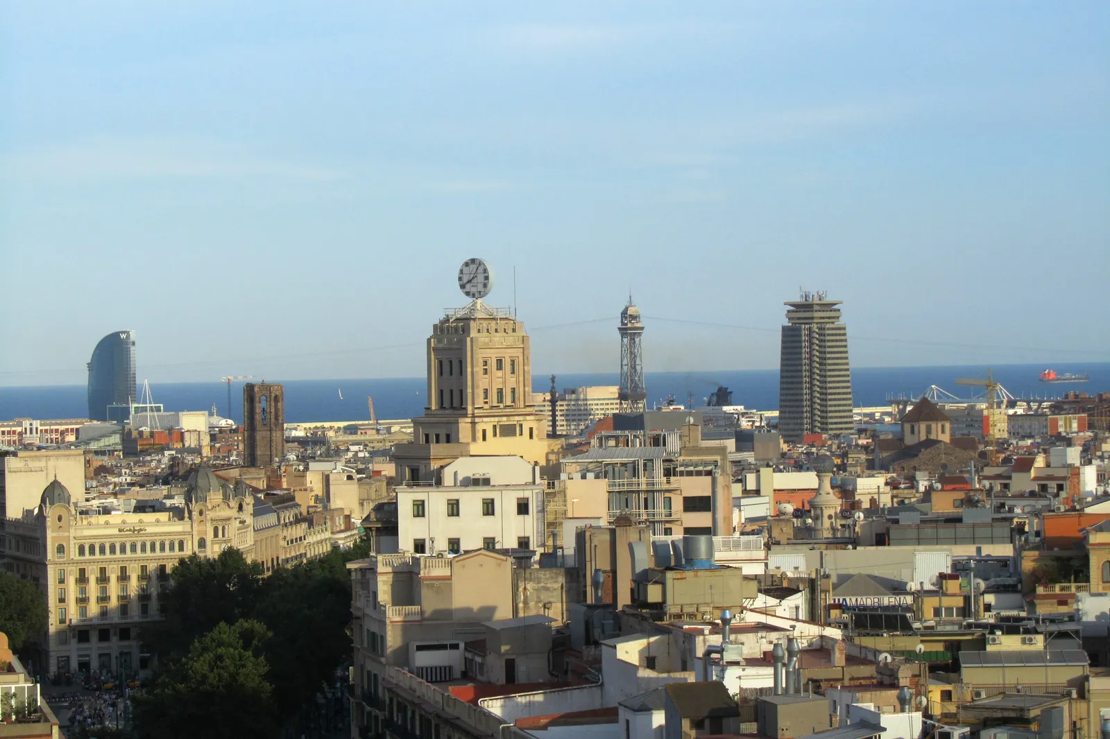 A view over Barcelona’s rooftops towards the sea
