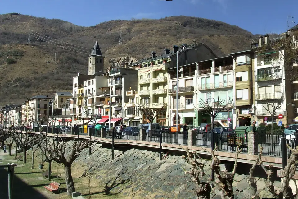 The town of Sort on the river Noguera Pallaresa, in the Pyrenees