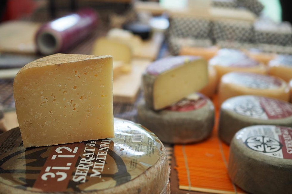 Artisan cheese stalls at the Fira del Formatge in Sort