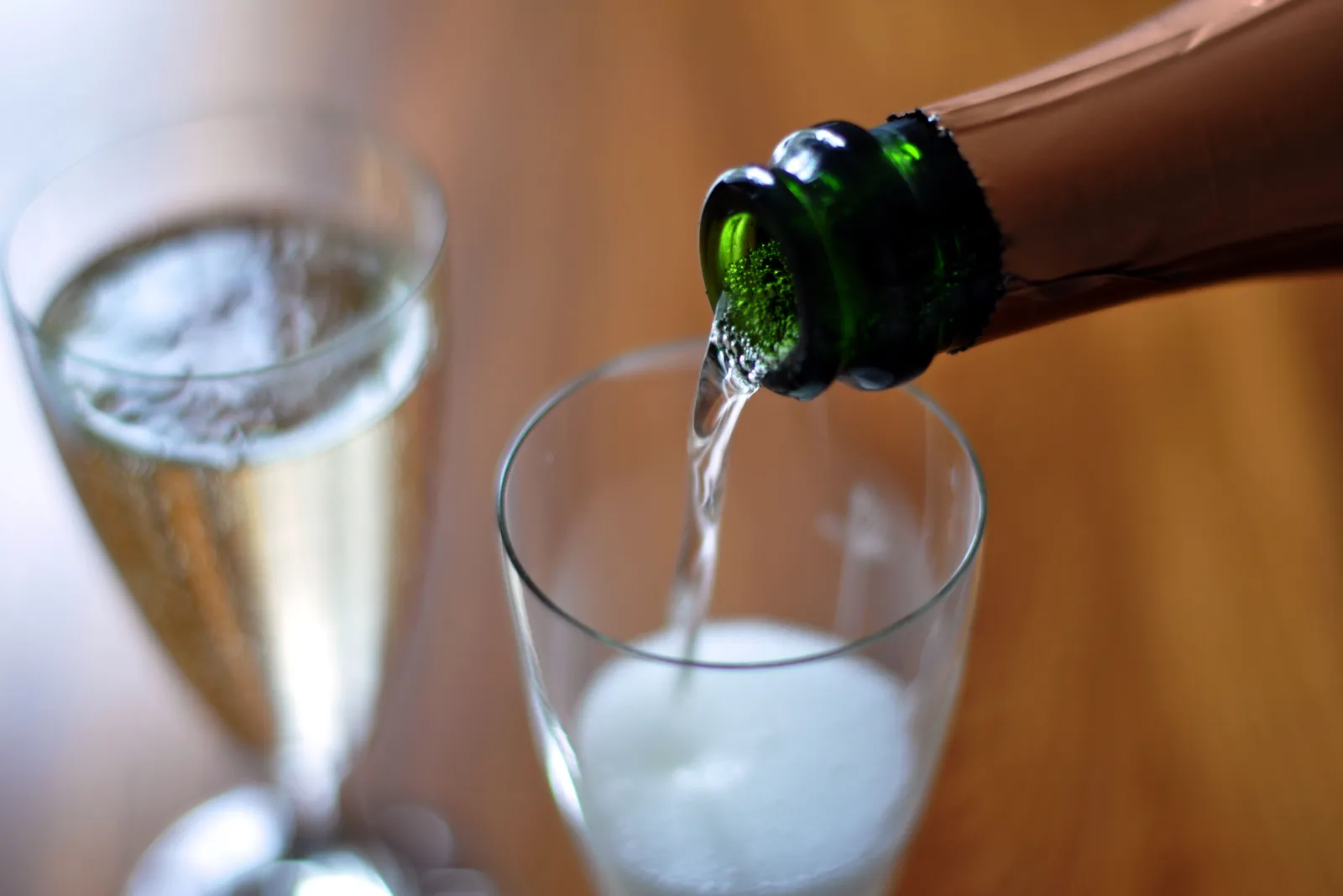 Cava being poured into a glass