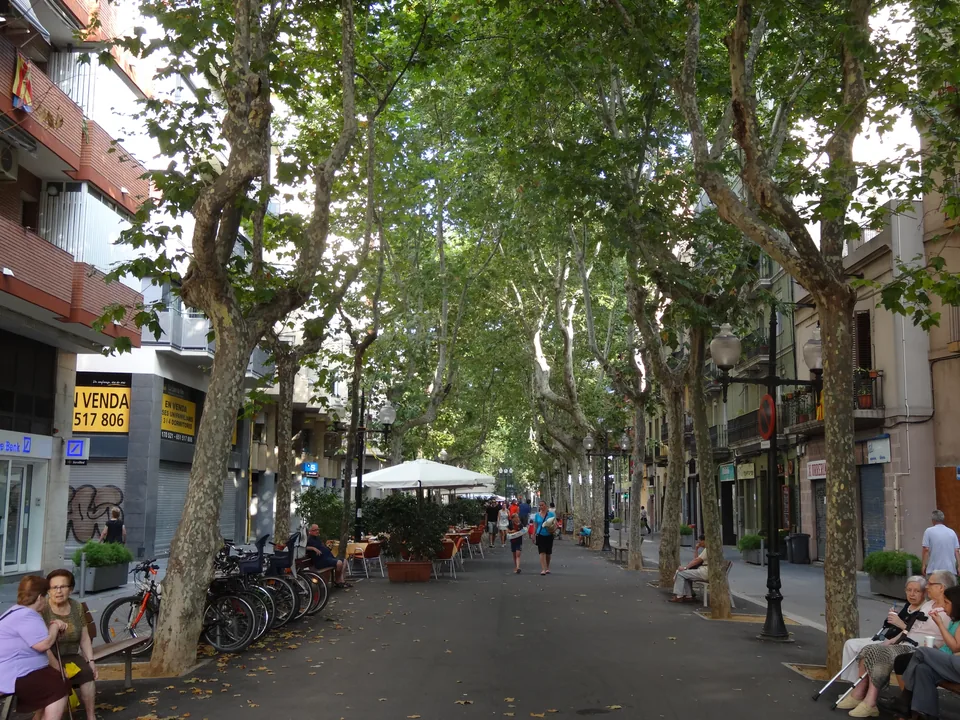 The Rambla del Poblenou in Barcelona, where La Fira del Poblenou is held.