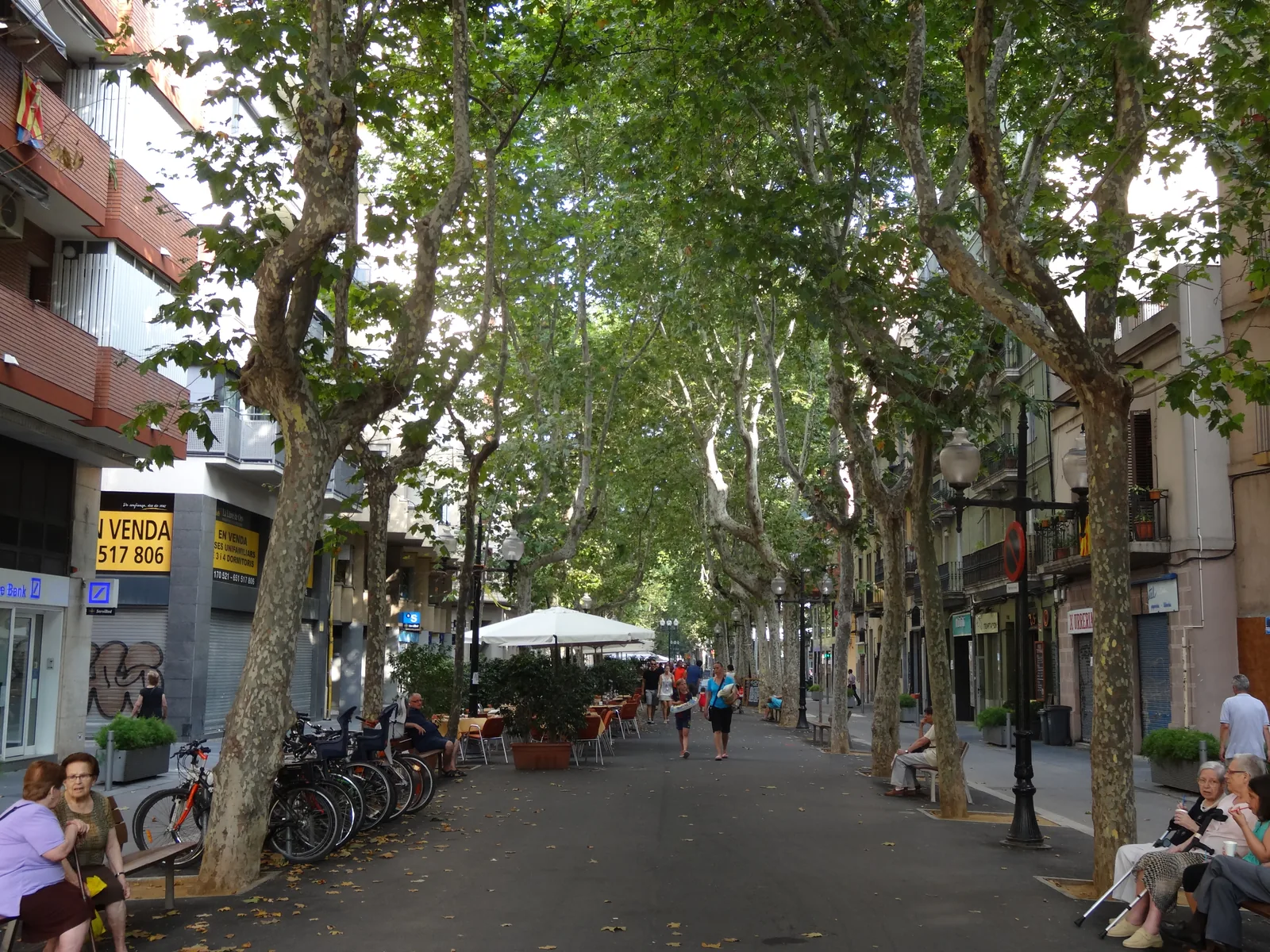 The Rambla del Poblenou in Barcelona, where La Fira del Poblenou is held.