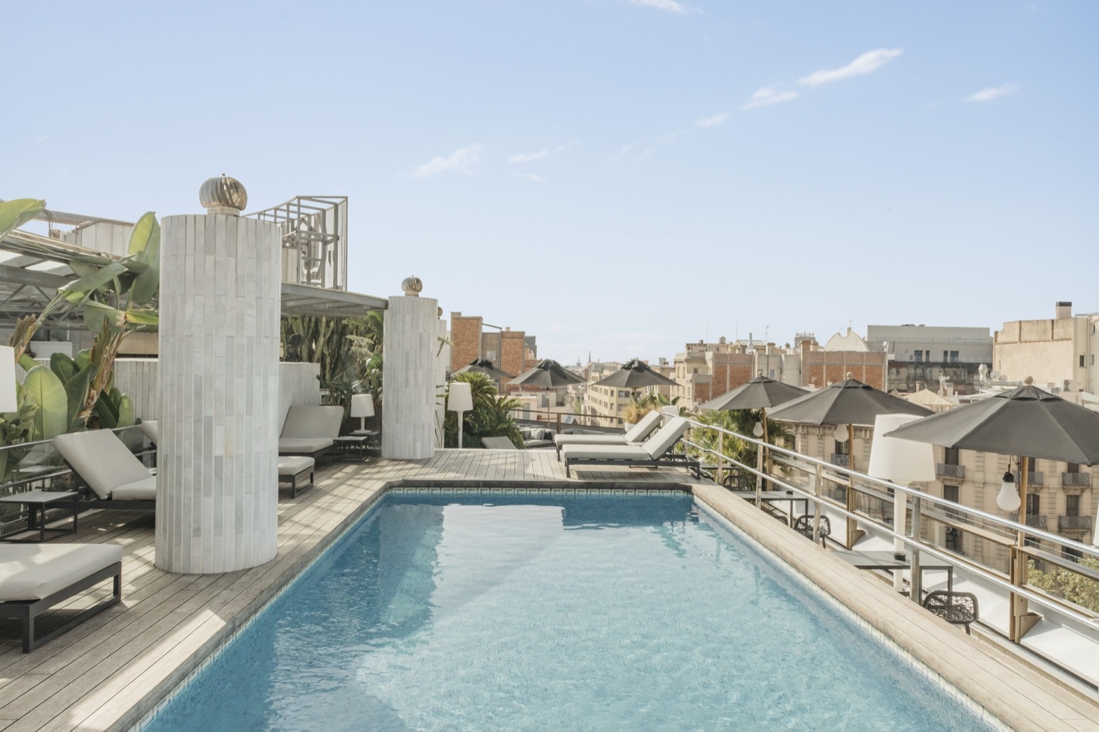 Hotel Claris rooftop pool with Eixample rooftop views