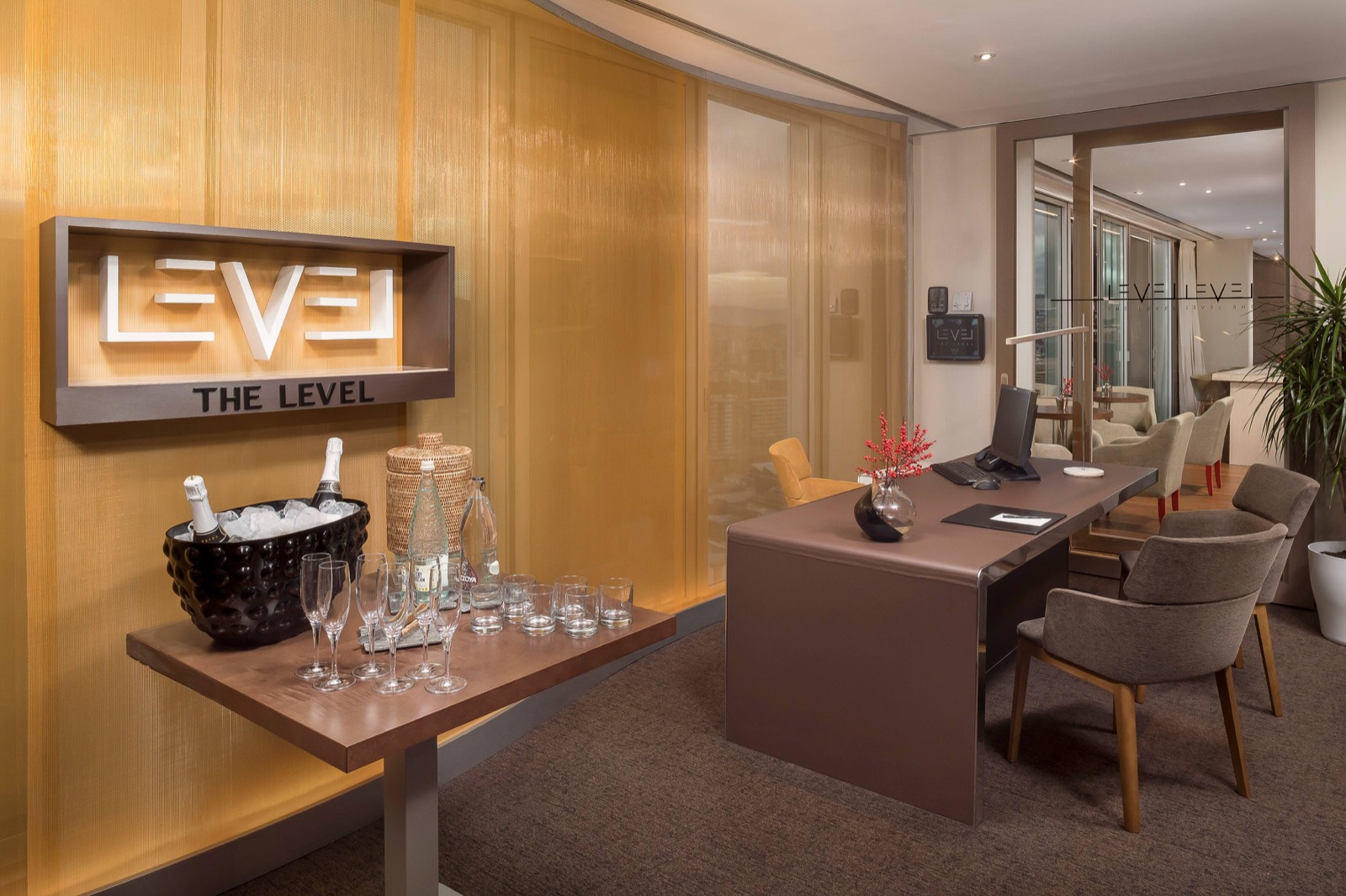 The Level lounge with a champagne bar at Meliá Barcelona Sky