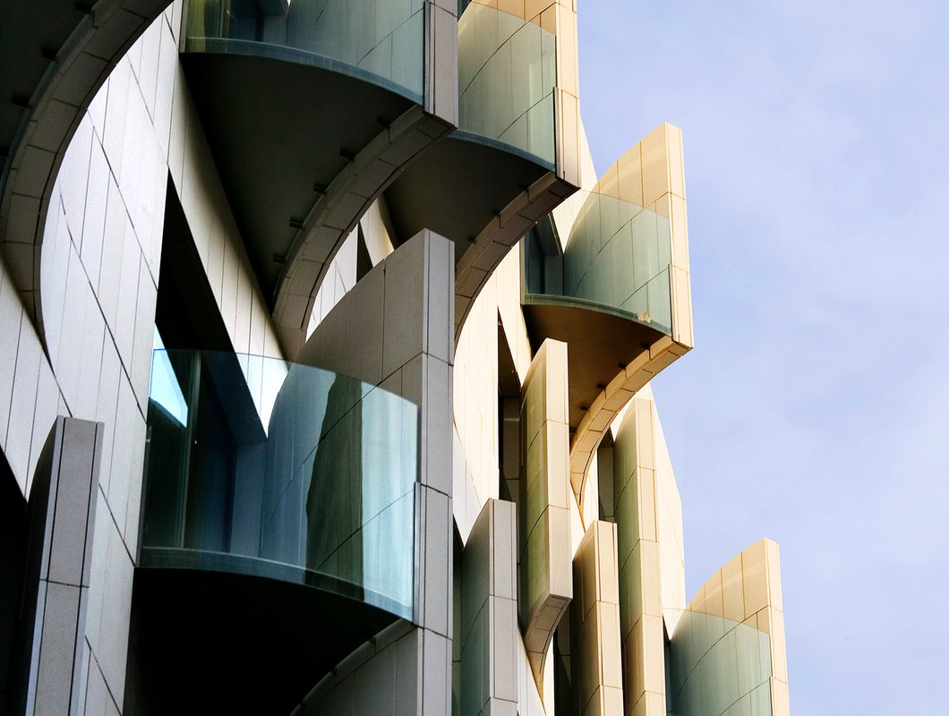 The Sir Victor's curved balcony facade architecture
