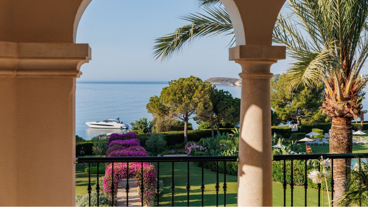 Arched terrace overlooking the Mediterranean at The St. Regis Mardavall Mallorca Resort