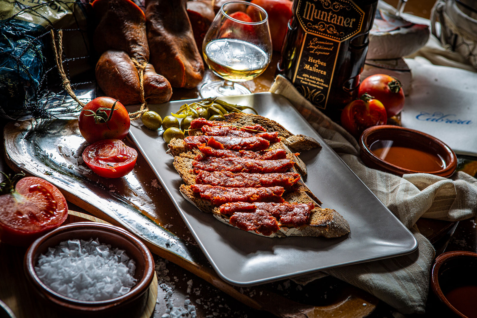 Sobrasada spread thick on toasted pa amb oli bread